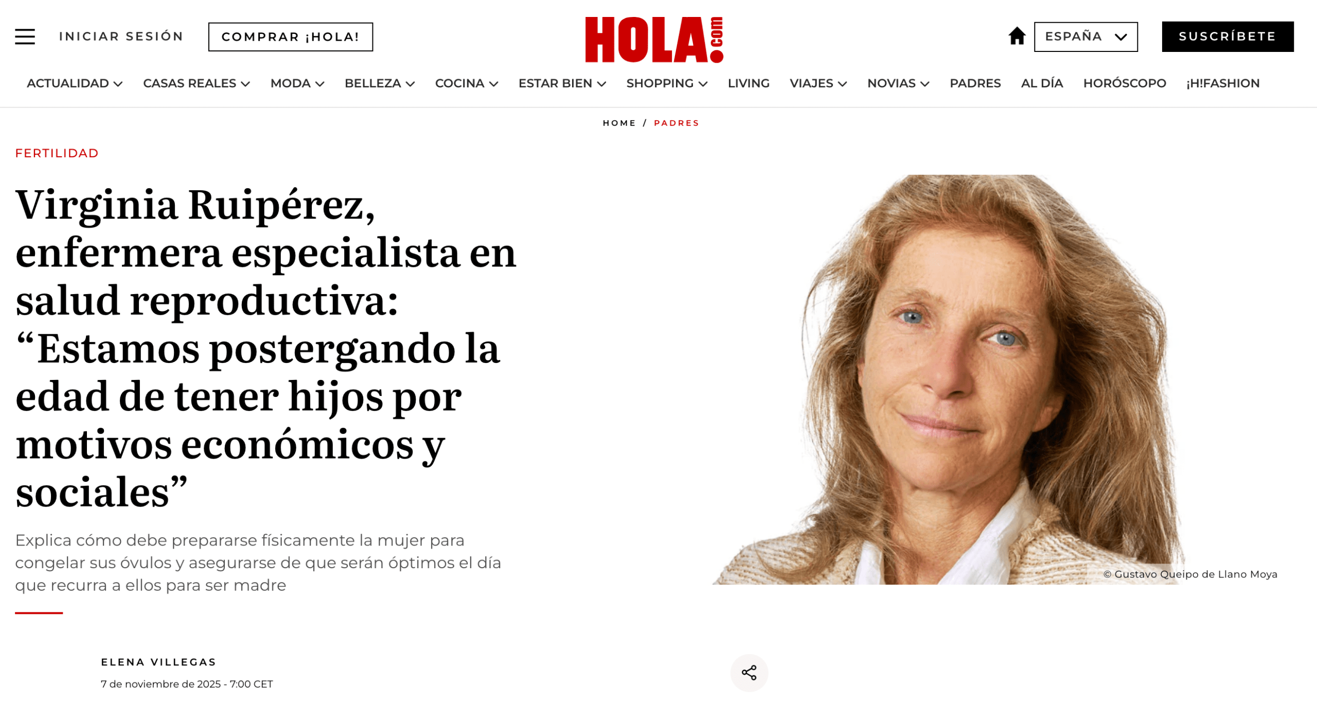 En este momento estás viendo Entrevista en HOLA – “Estamos postergando la edad de tener hijos por motivos económicos y sociales”